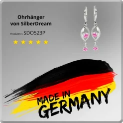 SilberDream Ohrhänger Eye Zirkonia rosa Ohrring 925 Silber SDO523P