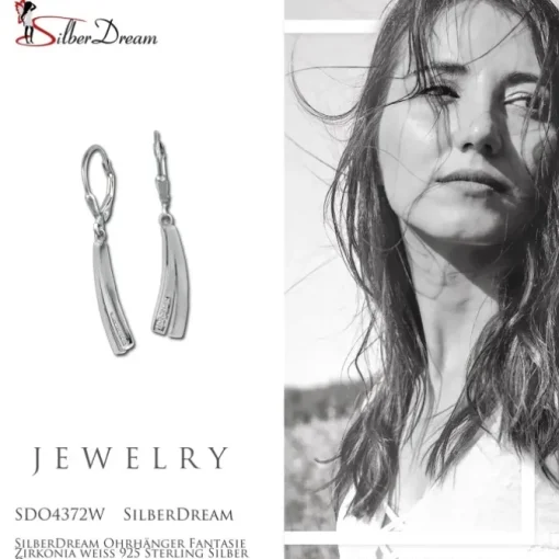 SilberDream Ohrhänger Fantasie Zirkonia weiß 925 Sterling Silber Damen SDO4372W