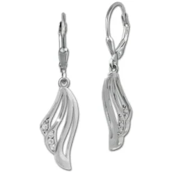 SilberDream Ohrhänger Fächer Zirkonia weiß 925 Sterling Silber Damen SDO4374W