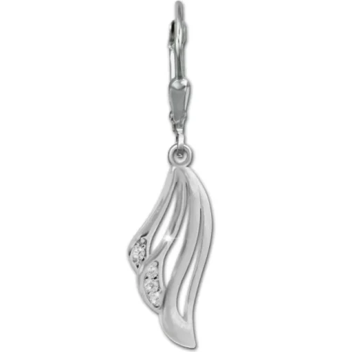 SilberDream Ohrhänger Fächer Zirkonia weiß 925 Sterling Silber Damen SDO4374W