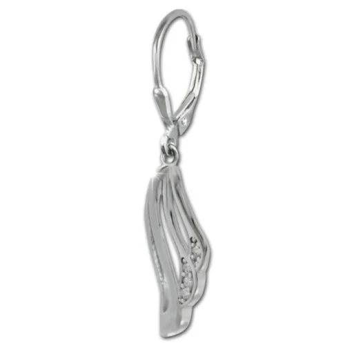 SilberDream Ohrhänger Fächer Zirkonia weiß 925 Sterling Silber Damen SDO4374W