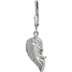 SilberDream Ohrhänger Feder Zirkonia weiß 925 Silber Ohrring SDO4427W