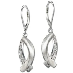 SilberDream Ohrhänger Fisch Zirkonia 925er Sterling Silber Damen SDO4336W
