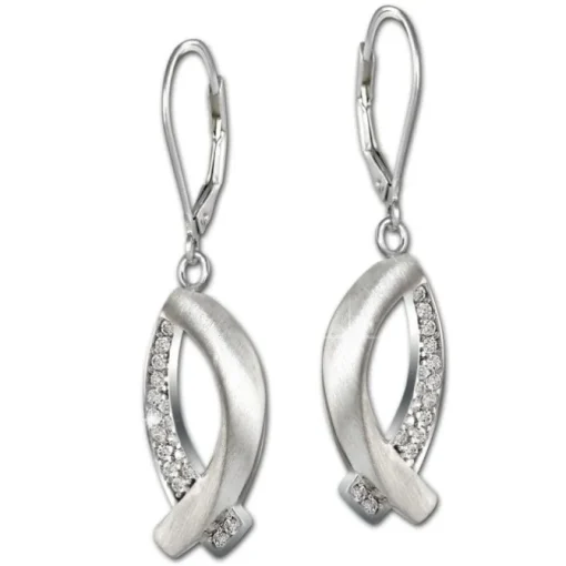 SilberDream Ohrhänger Fisch Zirkonia 925er Sterling Silber Damen SDO4336W