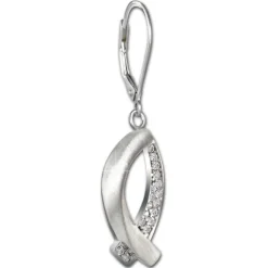 SilberDream Ohrhänger Fisch Zirkonia 925er Sterling Silber Damen SDO4336W