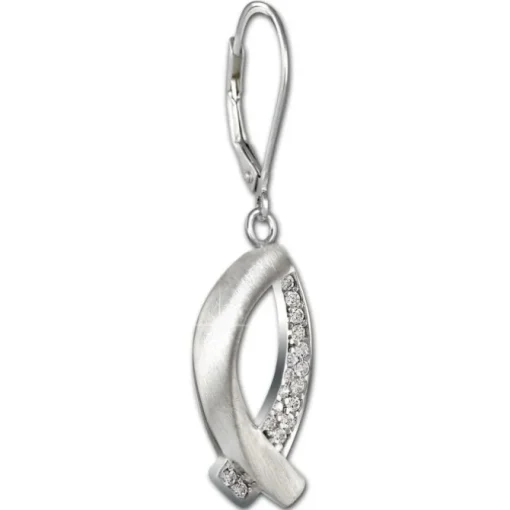 SilberDream Ohrhänger Fisch Zirkonia 925er Sterling Silber Damen SDO4336W