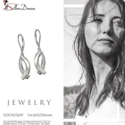 SilberDream Ohrhänger Fisch Zirkonia 925er Sterling Silber Damen SDO4336W