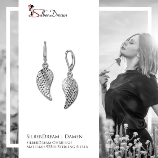 SilberDream Ohrhänger Flügel diamantiert 925er Silber Damen SDO388J
