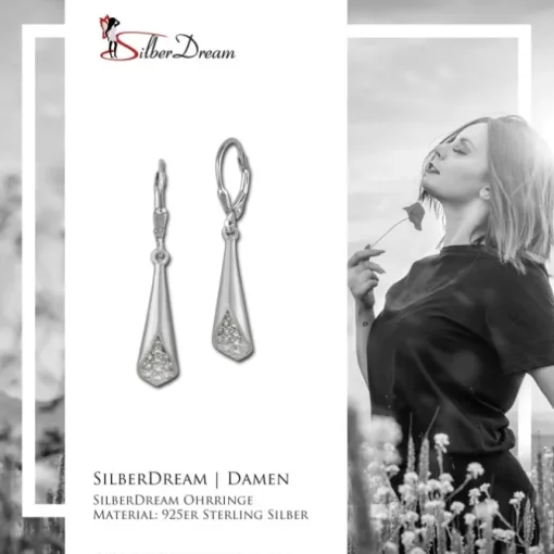 SilberDream Ohrhänger Füllhorn Zirkonia weiß 925 Silber Ohrring SDO368M