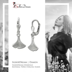 SilberDream Ohrhänger Ginko 925 Silber Damen Ohrring SDO4459J