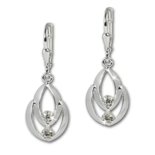 SilberDream Ohrhänger Glamour Zirkonia weiß Ohrring 925 Silber SDO522W