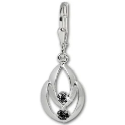 SilberDream Ohrhänger Glamour Zirkonia schwarz Ohrring 925er SDO522S