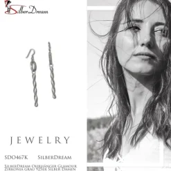 SilberDream Ohrhänger Glamour Zirkonia grau 925er Silber Damen SDO467K