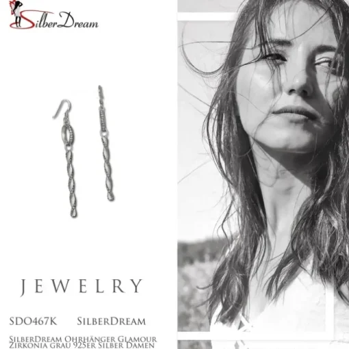 SilberDream Ohrhänger Glamour Zirkonia grau 925er Silber Damen SDO467K