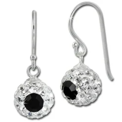 SilberDream Ohrhänger Glitzer Kugel Eye weiß Zirkonia 925er SDO8603W