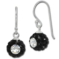 SilberDream Ohrhänger Glitzer Kugel Eye schwarz Zirkonia 925er SDO8603S