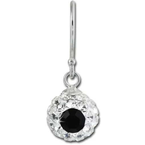 SilberDream Ohrhänger Glitzer Kugel Eye weiß Zirkonia 925er SDO8603W