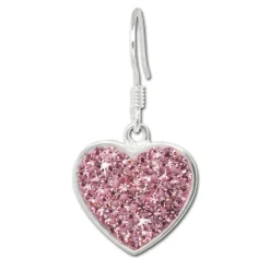 SilberDream Ohrhänger Glitzer Herz Zirkonia rosa 925 Silber SDO8600A