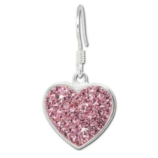 SilberDream Ohrhänger Glitzer Herz Zirkonia rosa 925 Silber SDO8600A