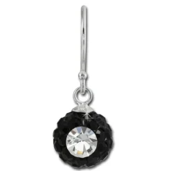 SilberDream Ohrhänger Glitzer Kugel Eye schwarz Zirkonia 925er SDO8603S