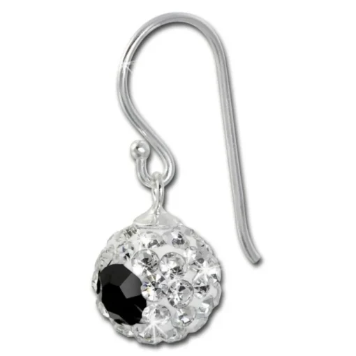SilberDream Ohrhänger Glitzer Kugel Eye weiß Zirkonia 925er SDO8603W