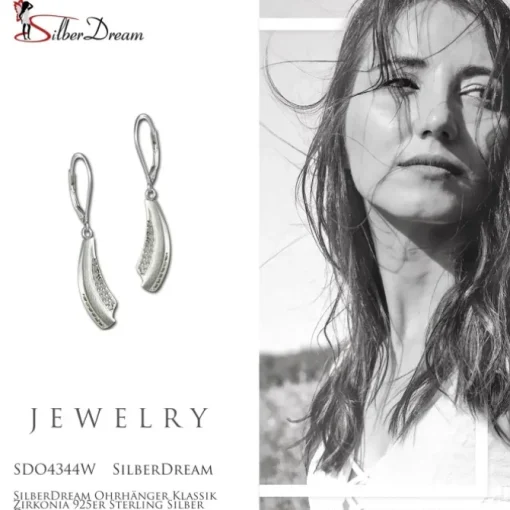 SilberDream Ohrhänger Klassik Zirkonia 925er Sterling Silber Damen SDO4344W