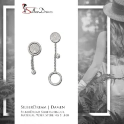 SilberDream Ohrhänger Kreis Zirkonia 925 Silber Damen Doppelohrring GSO431W