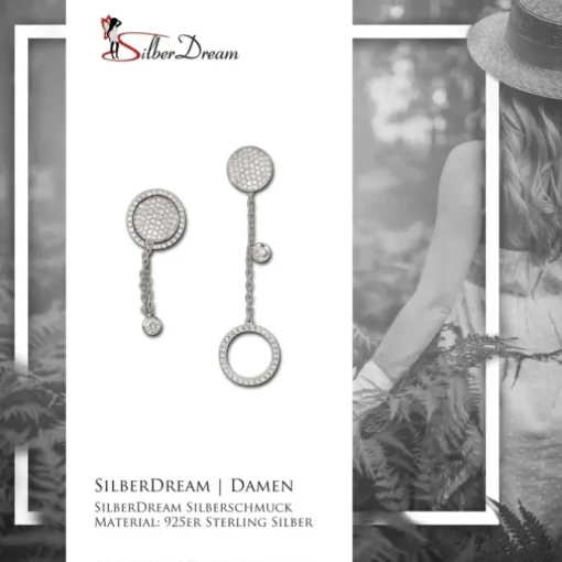 SilberDream Ohrhänger Kreis Zirkonia 925 Silber Damen Doppelohrring GSO431W