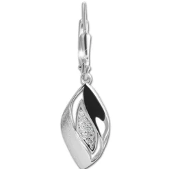 SilberDream Ohrhänger Leaf Zirkonia weiß 925 Silber Damen Ohrring SDO4441W