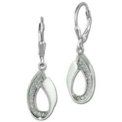 SilberDream Ohrhänger Loop Zirkonia weiß 925 Sterling Silber Damen SDO4373W
