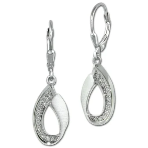 SilberDream Ohrhänger Loop Zirkonia weiß 925 Sterling Silber Damen SDO4373W