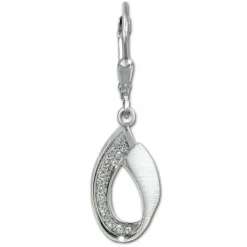 SilberDream Ohrhänger Loop Zirkonia weiß 925 Sterling Silber Damen SDO4373W