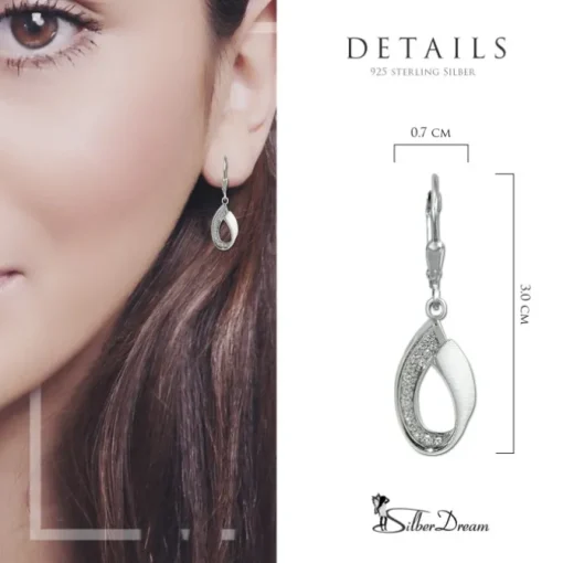 SilberDream Ohrhänger Loop Zirkonia weiß 925 Sterling Silber Damen SDO4373W