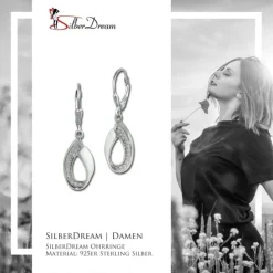 SilberDream Ohrhänger Loop Zirkonia weiß 925 Sterling Silber Damen SDO4373W