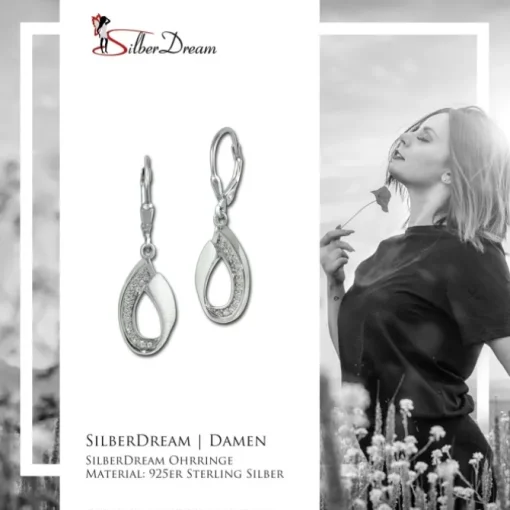 SilberDream Ohrhänger Loop Zirkonia weiß 925 Sterling Silber Damen SDO4373W