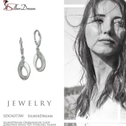 SilberDream Ohrhänger Loop Zirkonia weiß 925 Sterling Silber Damen SDO4373W