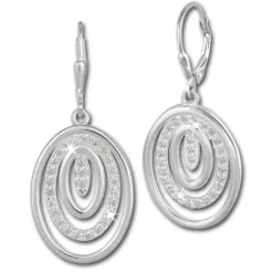 SilberDream Ohrhänger Oval Zirkonia weiß 925 Silber Ohrring SDO364S