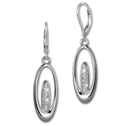 SilberDream Ohrhänger Oval Zirkonia weiß 925 Silber Ohrring SDO4288W