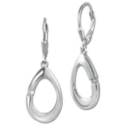 SilberDream Ohrhänger Oval Zirkonia weiß 925 Sterling Silber Damen SDO4383W