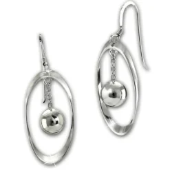 SilberDream Ohrhänger Oval mit Kugel 925 Sterling Silber Damen Ohrringe SDO6710J