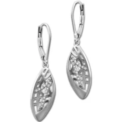 SilberDream Ohrhänger Oval Zirkonia weiß 925 Silber Damen Ohrring SDO4318W