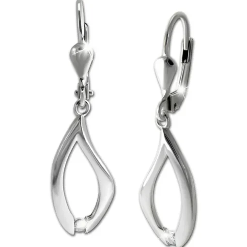 SilberDream Ohrhänger Oval Zirkonia weiß 925 Silber Damen Ohrring SDO4460W