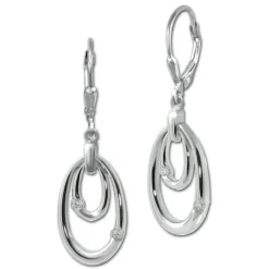 SilberDream Ohrhänger Ovale Zirkonia weiß 925 Sterling Silber Damen SDO4391W