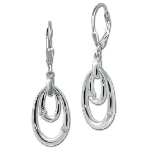 SilberDream Ohrhänger Ovale Zirkonia weiß 925 Sterling Silber Damen SDO4391W