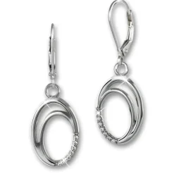 SilberDream Ohrhänger Ovale Zirkonia 925 Silber Damen Ohrring SDO4346W