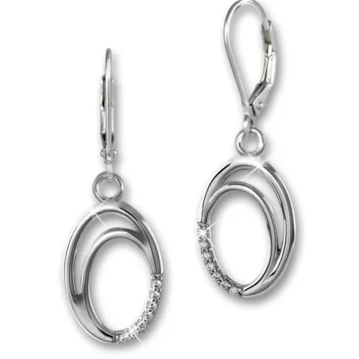 SilberDream Ohrhänger Ovale Zirkonia 925 Silber Damen Ohrring SDO4346W