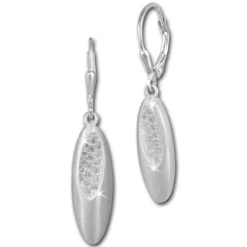 SilberDream Ohrhänger Oval Zirkonia weiß 925 Silber Ohrring SDO354M