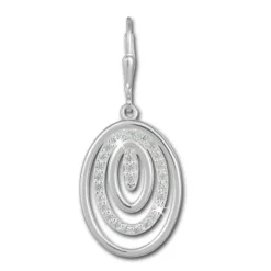 SilberDream Ohrhänger Oval Zirkonia weiß 925 Silber Ohrring SDO364S