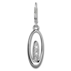 SilberDream Ohrhänger Oval Zirkonia weiß 925 Silber Ohrring SDO4288W
