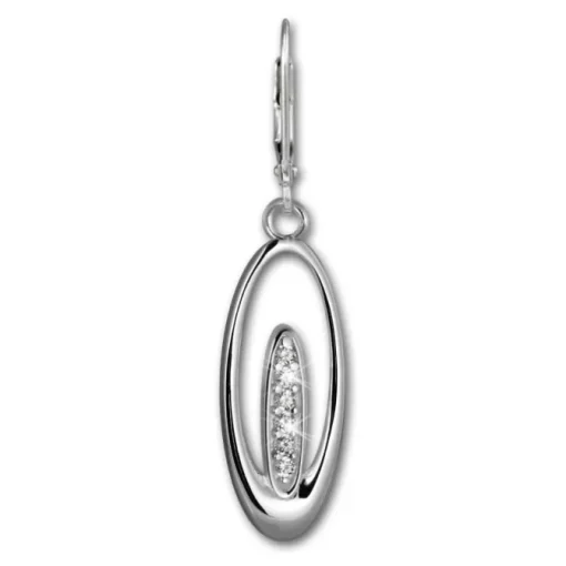 SilberDream Ohrhänger Oval Zirkonia weiß 925 Silber Ohrring SDO4288W